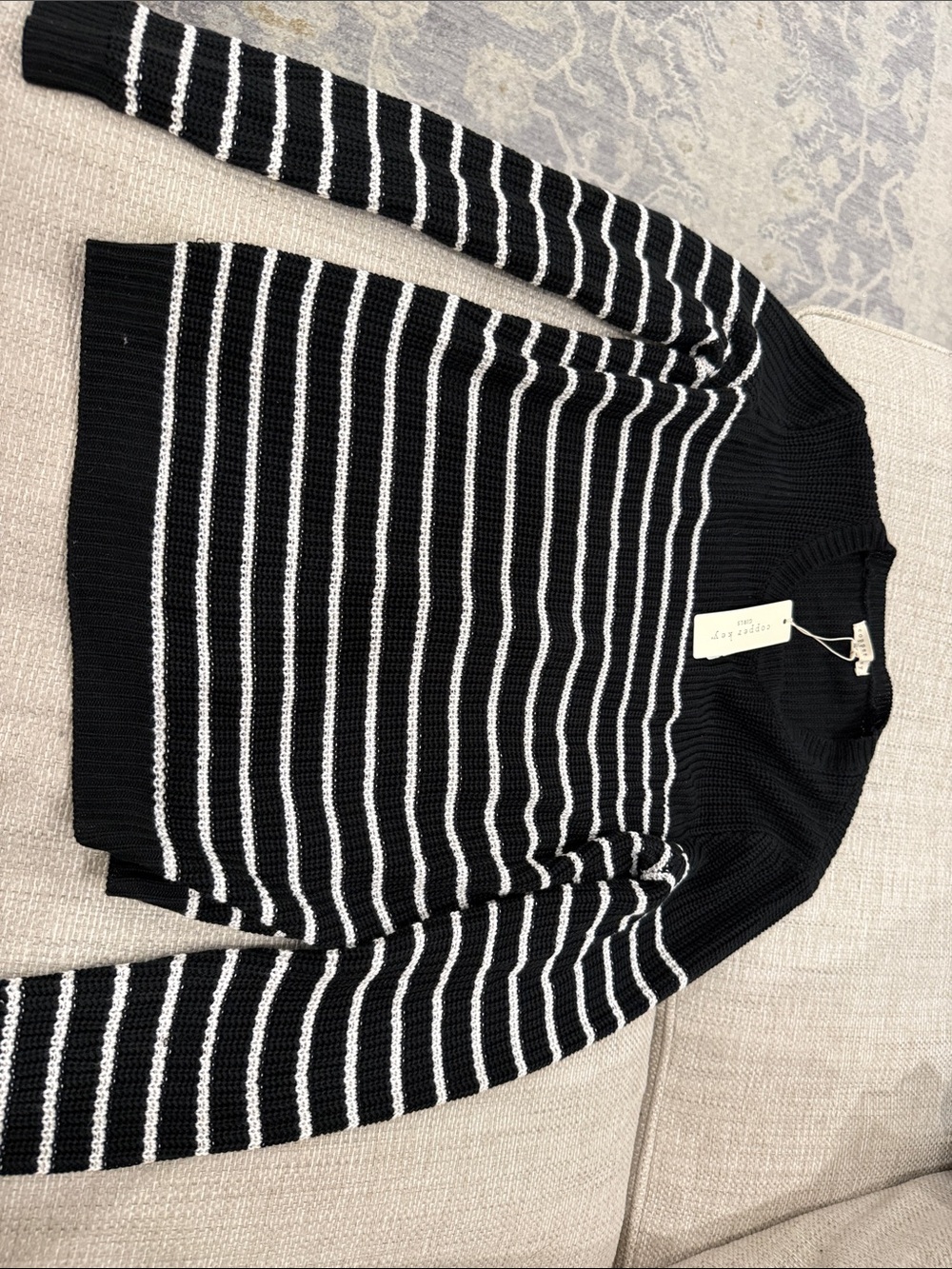 Copper Key Black & White Striped Knit Sweater
